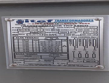 Foto: TRANFORMADOR TRIFASICO -FERNANDOPOLIS 500 KVA- ANO 2020