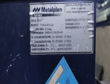 Foto: SECADOR DE AR COMPRIMIDO POR REFRIGERAÇÃO 40 PCM TITAN PLUS MARCA METALPLAN 220V 