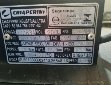 Foto: COMPRESSOR DE AR - CHIAPERINI - MCH 200L AP - ANO 2020