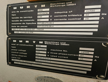 Foto: GERADORA DE ENGRENAGEM CNC - HÜRTH - ZS240 - ANO 1996 - DIÂMETRO MÁX 390 MM - MÓDULO 1 a 8