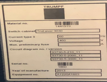 Foto: MÁQUINA DE CORTE A LASER TRUMPF 30303 BASIC EDITION - 1500MM X 3000MM - ANO 2010