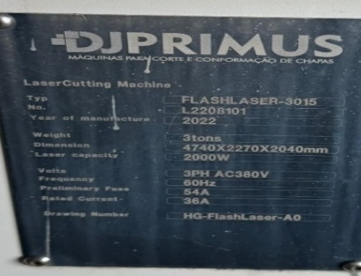Foto: CORTE A LASER - DJPRIMUS - 3015 - ANO 2022