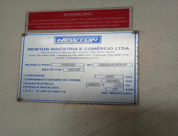 Foto: DOBRADEIRA CNC HIDRÁULICA - NEWTON - 3050MM X 135 TONS - 4 EIXOS - COMANDO CYBELEC - ANO 2010