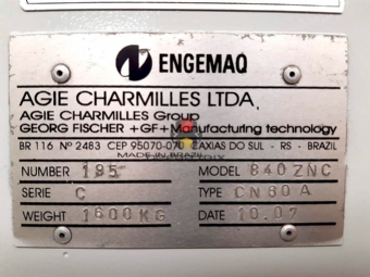 Foto: eletro erosão penetração charmilles 840znc - ano 2007