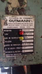 Foto: PRENSA EXCÊNTRICA GUTMANN 130 T. FREIO E FRICÇÂO