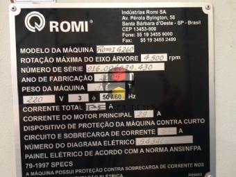 Foto: TORNO CNC - MARCA ROMI - MODELO G260 - ano 2005