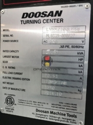 Foto: CENTRO DE TORNEAMENTO - DOOSAN - LYNX 2100 LMSB - ANO 2016 - Ferramenta Acionada e Subspindle